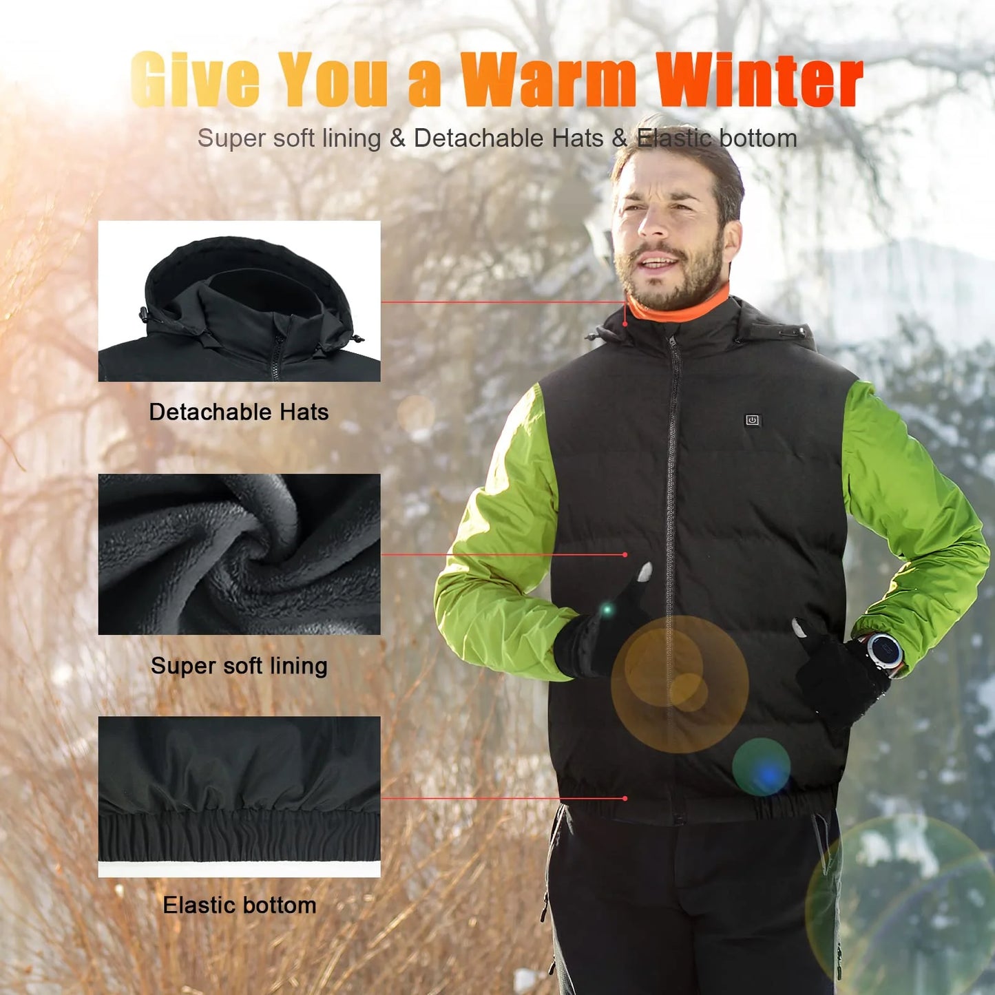 Detachable Hooded Fleece, Heated Vest (Men'S)