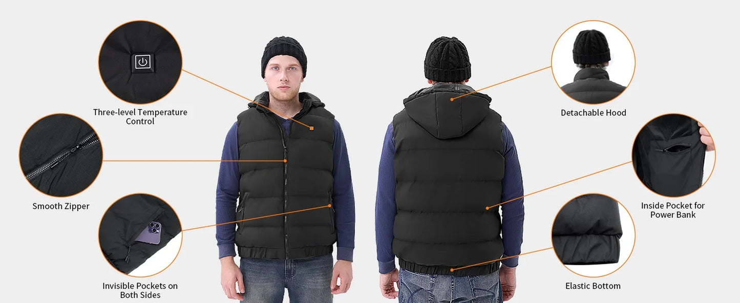 Detachable Hooded Fleece, Heated Vest (Men'S)