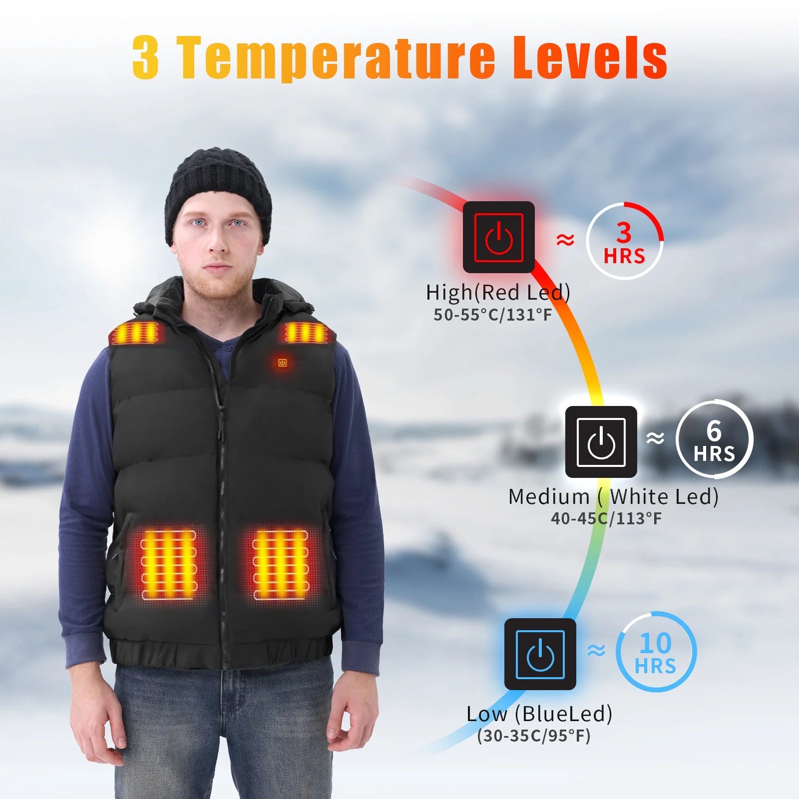 Detachable Hooded Fleece, Heated Vest (Men'S)